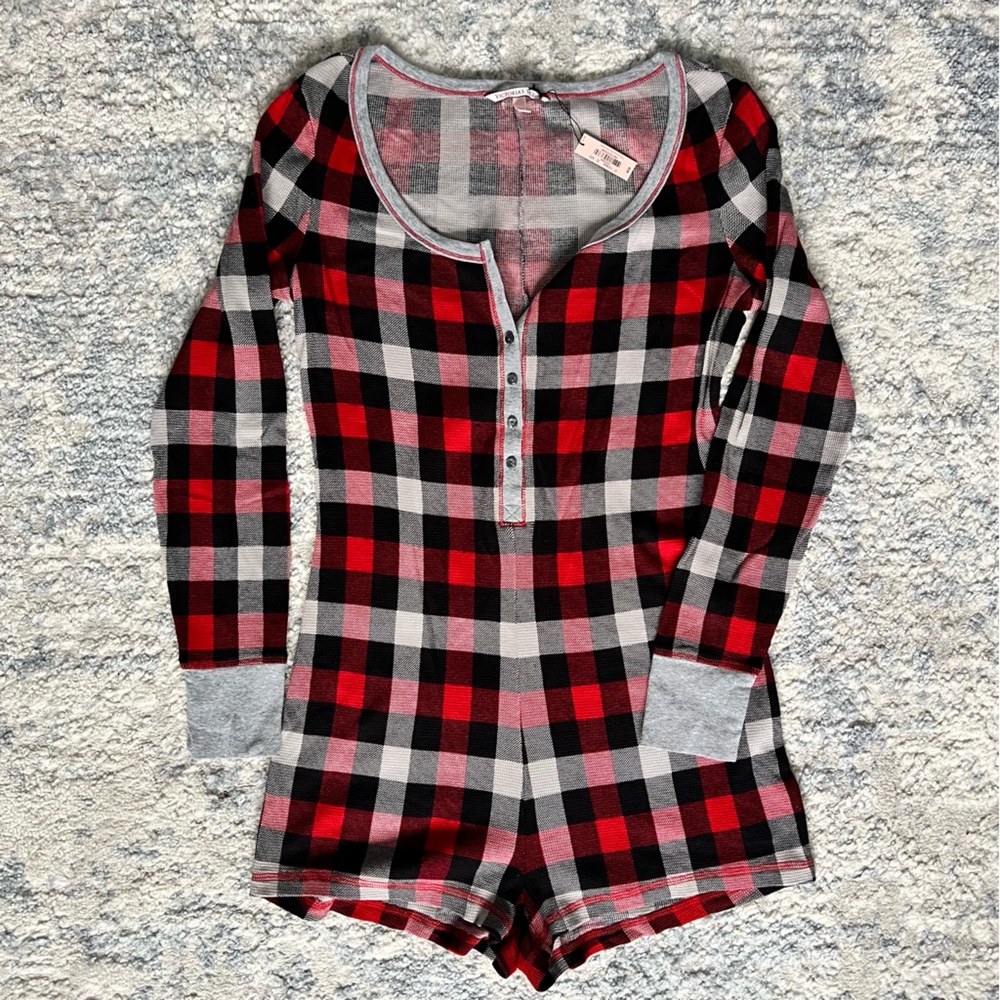 Victoria’s Secret - Waffle Plaid PJ Romper
